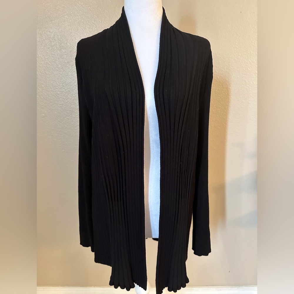 Love Trend Long Black Open Cardigan